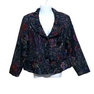 Analogy Black Multicolored Blazer Jacket Sz Large Petite